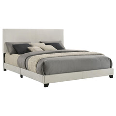 Dorian Cream Fabric Upholstered Eastern King Panel Bed - Ornate Home