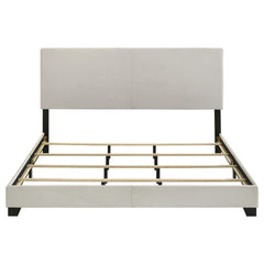 Dorian Cream Fabric Upholstered Eastern King Panel Bed - Ornate Home