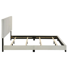 Dorian Cream Fabric Upholstered Eastern King Panel Bed - Ornate Home
