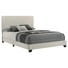 Dorian Cream Fabric Upholstered Queen Panel Bed - Ornate Home