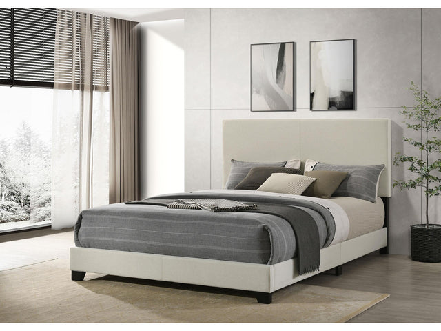 Dorian Cream Fabric Upholstered Queen Panel Bed - Ornate Home