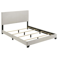 Dorian Cream Fabric Upholstered Queen Panel Bed - Ornate Home