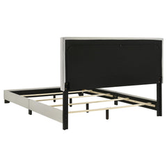 Dorian Cream Fabric Upholstered Queen Panel Bed - Ornate Home