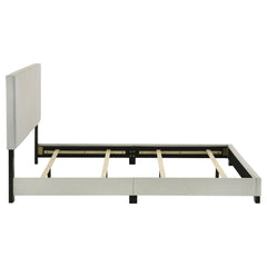 Dorian Cream Fabric Upholstered Queen Panel Bed - Ornate Home