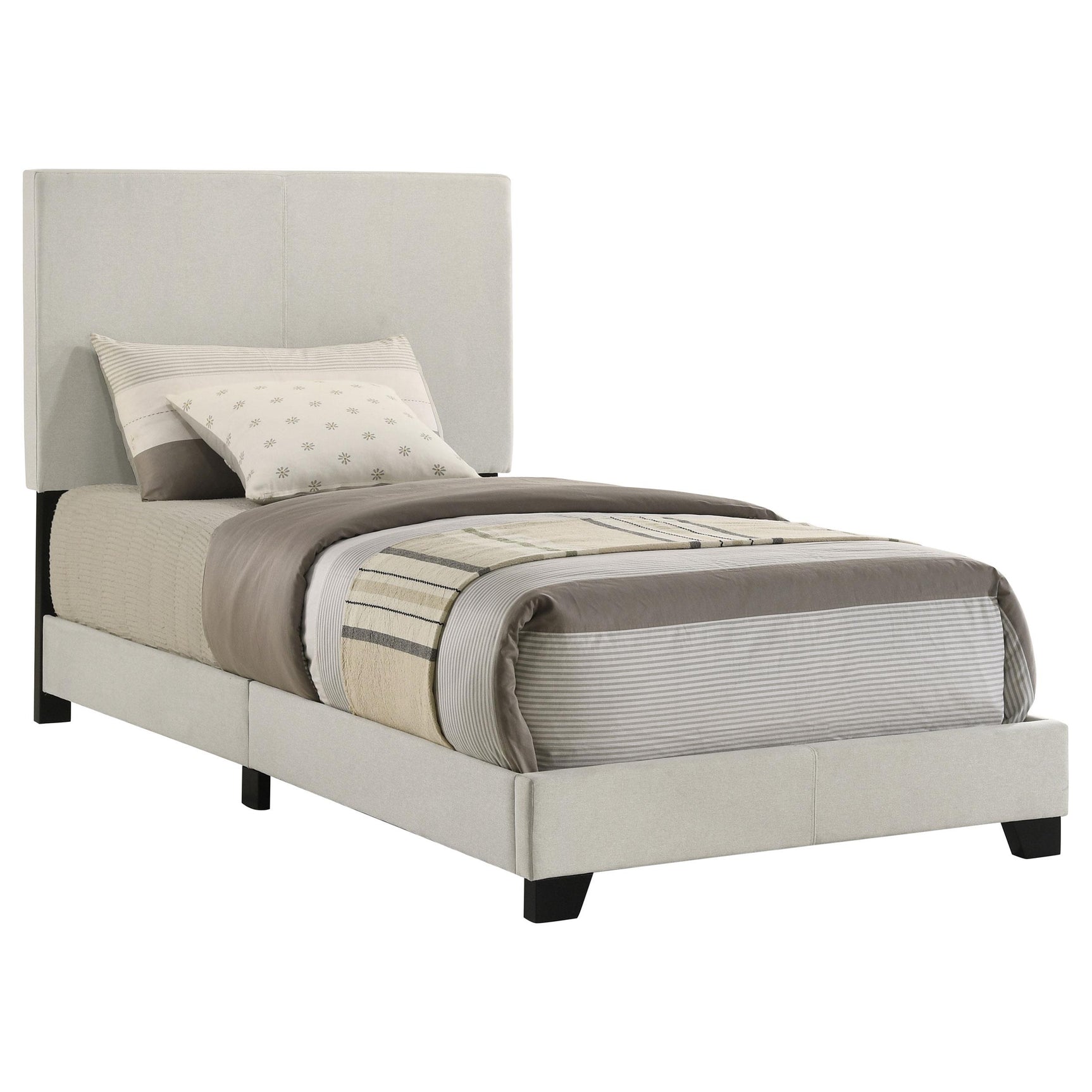 Dorian Cream Fabric Upholstered Twin Panel Bed - Ornate Home