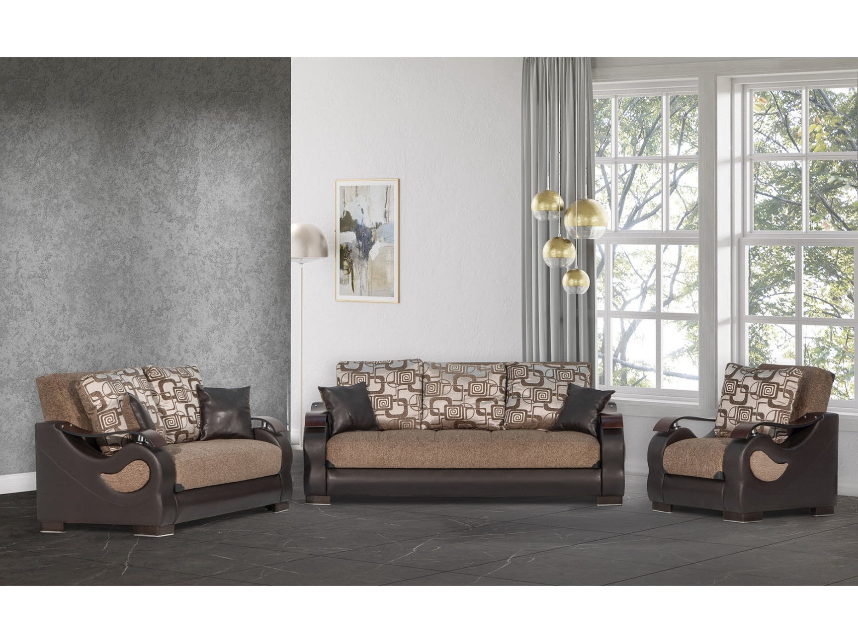 Dorian Sport Brown Living Room Set / 3pc - Ornate Home