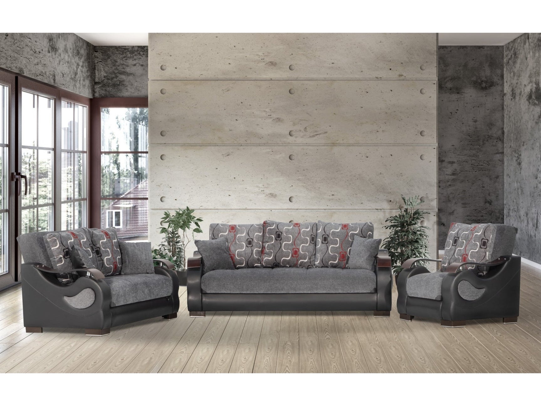 Dorian Sport Gray Living Room Set / 3pc - Ornate Home