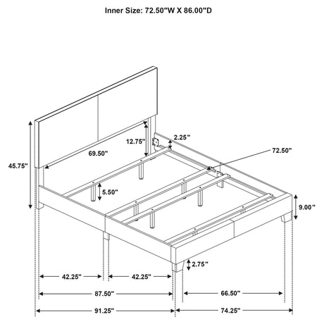 Dorian Taupe Fabric Upholstered California King Panel Bed - Ornate Home