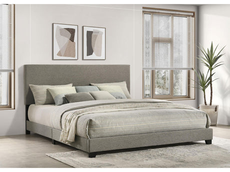 Dorian Taupe Fabric Upholstered Eastern King Panel Bed - Ornate Home