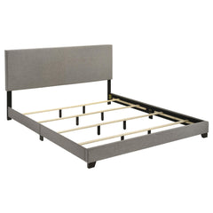 Dorian Taupe Fabric Upholstered Eastern King Panel Bed - Ornate Home