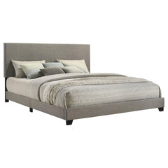 Dorian Taupe Fabric Upholstered Eastern King Panel Bed - Ornate Home