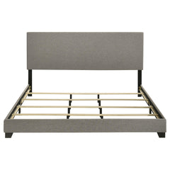 Dorian Taupe Fabric Upholstered Eastern King Panel Bed - Ornate Home