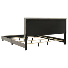 Dorian Taupe Fabric Upholstered Eastern King Panel Bed - Ornate Home