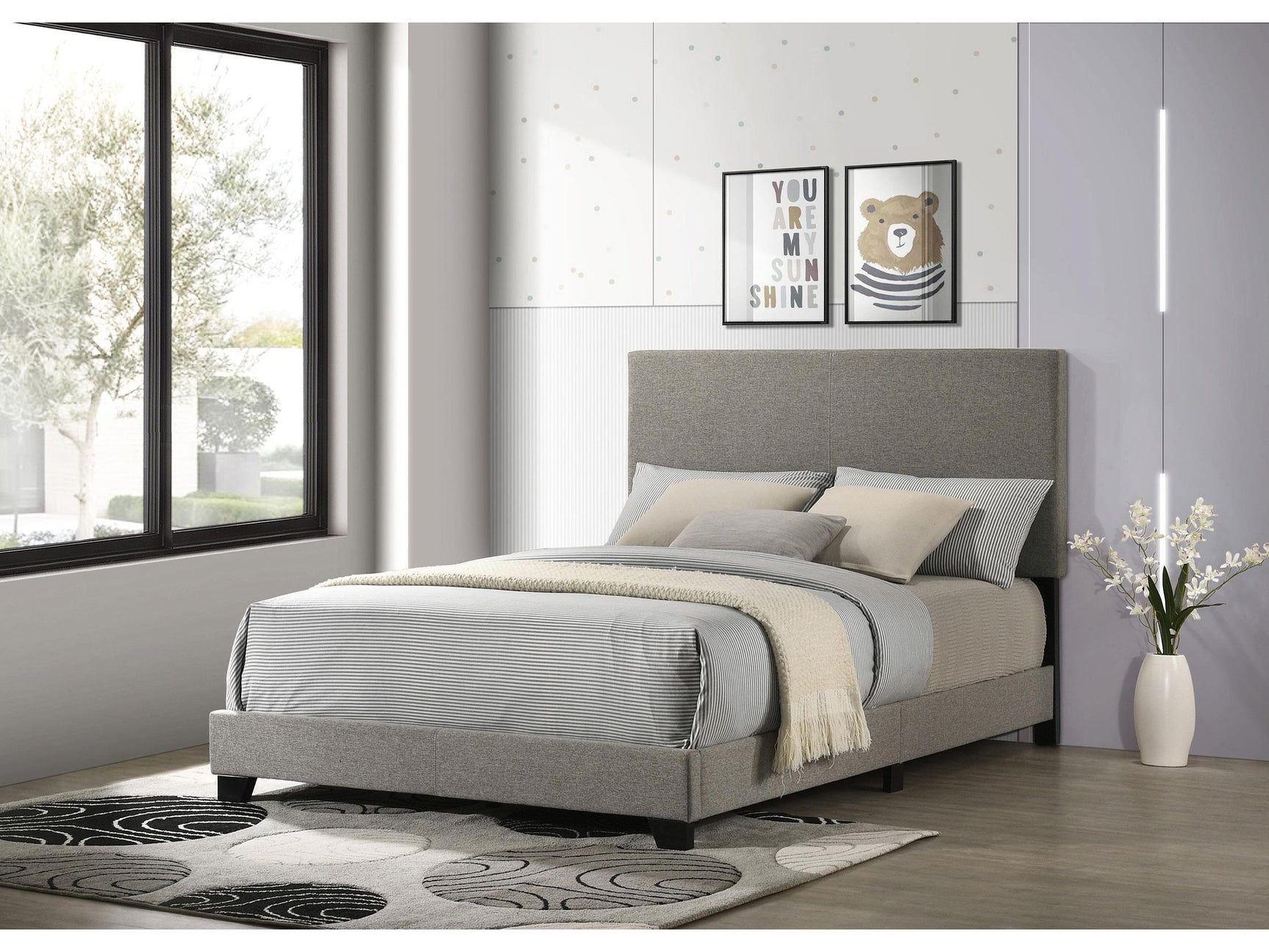 Dorian Taupe Fabric Upholstered Full Panel Bed - Ornate Home