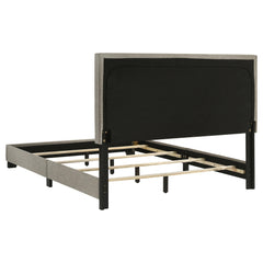 Dorian Taupe Fabric Upholstered Full Panel Bed - Ornate Home