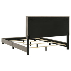 Dorian Taupe Fabric Upholstered Queen Panel Bed - Ornate Home