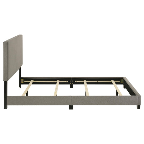 Dorian Taupe Fabric Upholstered Queen Panel Bed - Ornate Home