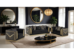 Doriphei Black Velvet/Gold Sofa & Loveseat - Ornate Home