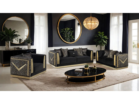 Doriphei Black Velvet/Gold Sofa - Ornate Home