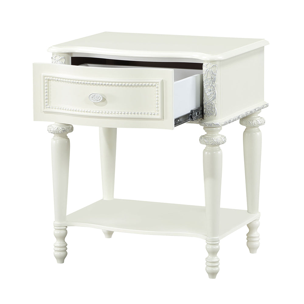 Dorothy Ivory Nightstand W/1 Drawer - Ornate Home