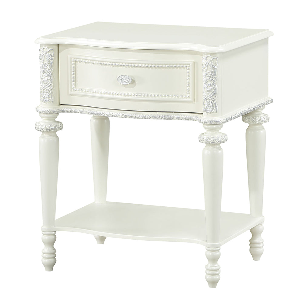 Dorothy Ivory Nightstand W/1 Drawer - Ornate Home