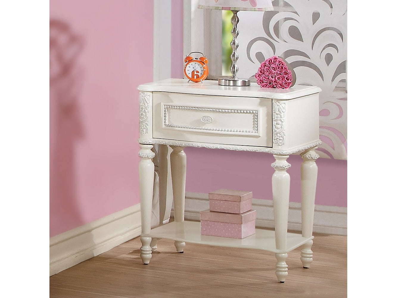 Dorothy Ivory Nightstand W/1 Drawer - Ornate Home