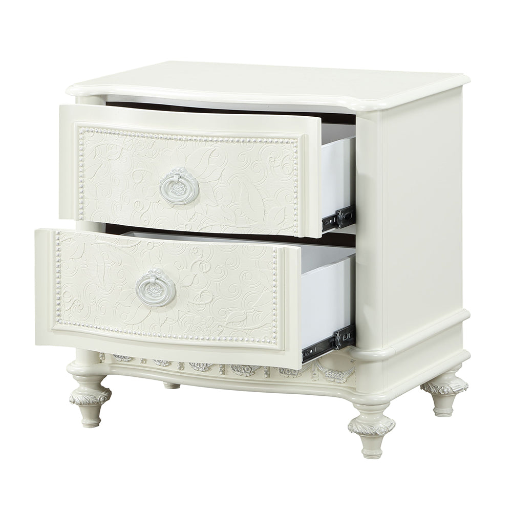 Dorothy Ivory Nightstand W/2 Drawers - Ornate Home