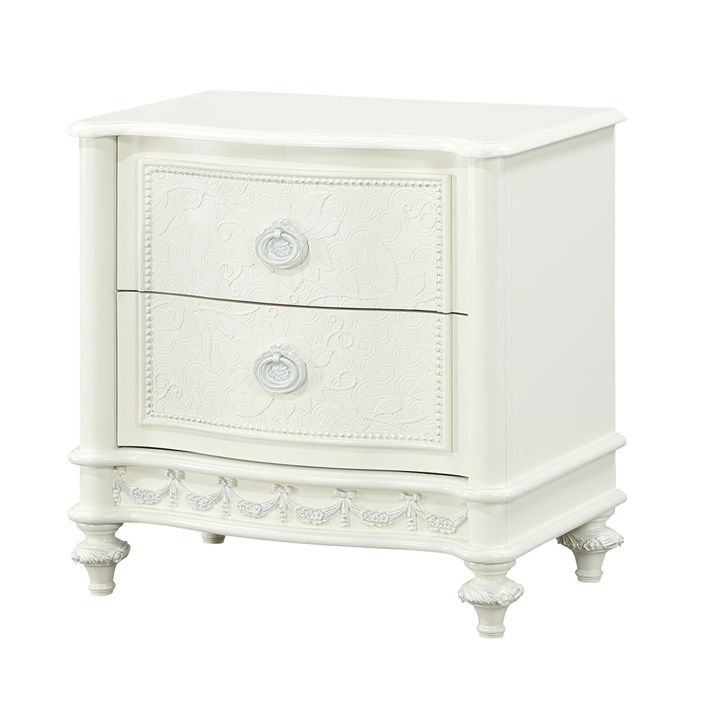 Dorothy Ivory Nightstand W/2 Drawers - Ornate Home