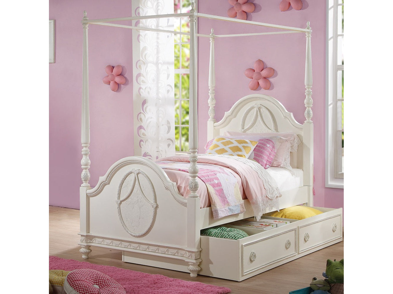 Dorothy Ivory Twin Post Bed - Ornate Home