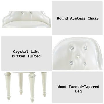 Dorothy Ivory Vanity Chair W/Swivel - Ornate Home