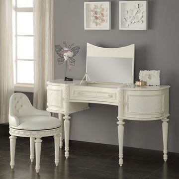 Dorothy Ivory Vanity Chair W/Swivel - Ornate Home