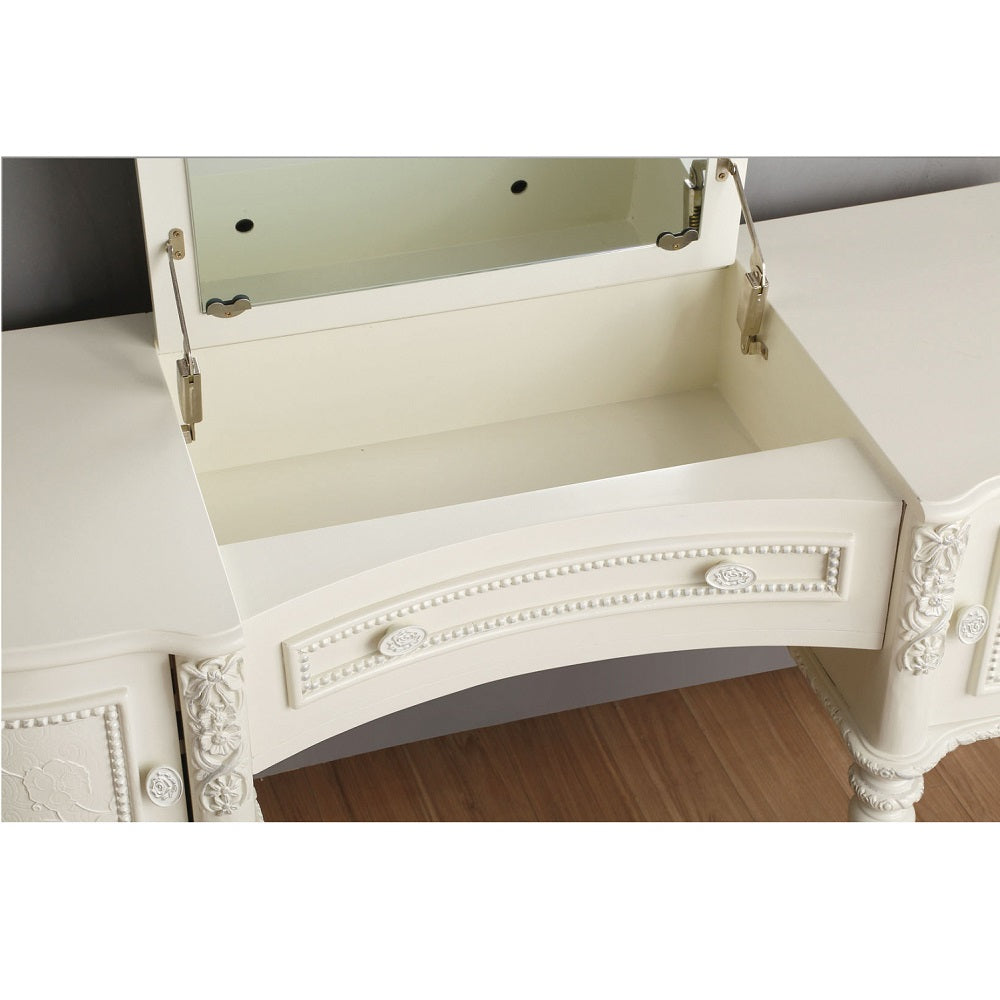 Dorothy Ivory Vanity Desk & Mirror - Ornate Home