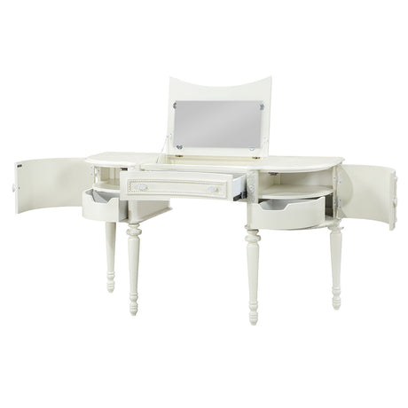 Dorothy Ivory Vanity Desk & Mirror - Ornate Home