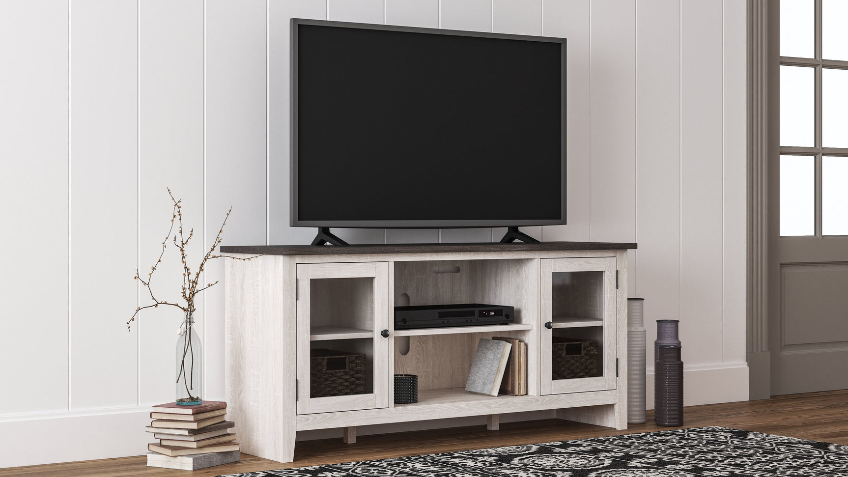 Dorrinson Antique White & Gray 60" TV Stand (Online Special Price) - Ornate Home