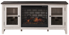 Dorrinson Black 60" TV Stand W/ Electric Fireplace - Ornate Home