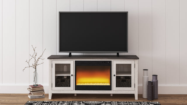 Dorrinson Black 60" TV Stand with Electric Fireplace (Online Special Price) - Ornate Home