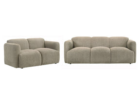 Dorset Brown 2-piece Upholstered Round Track Arm Sofa Set - Ornate Home