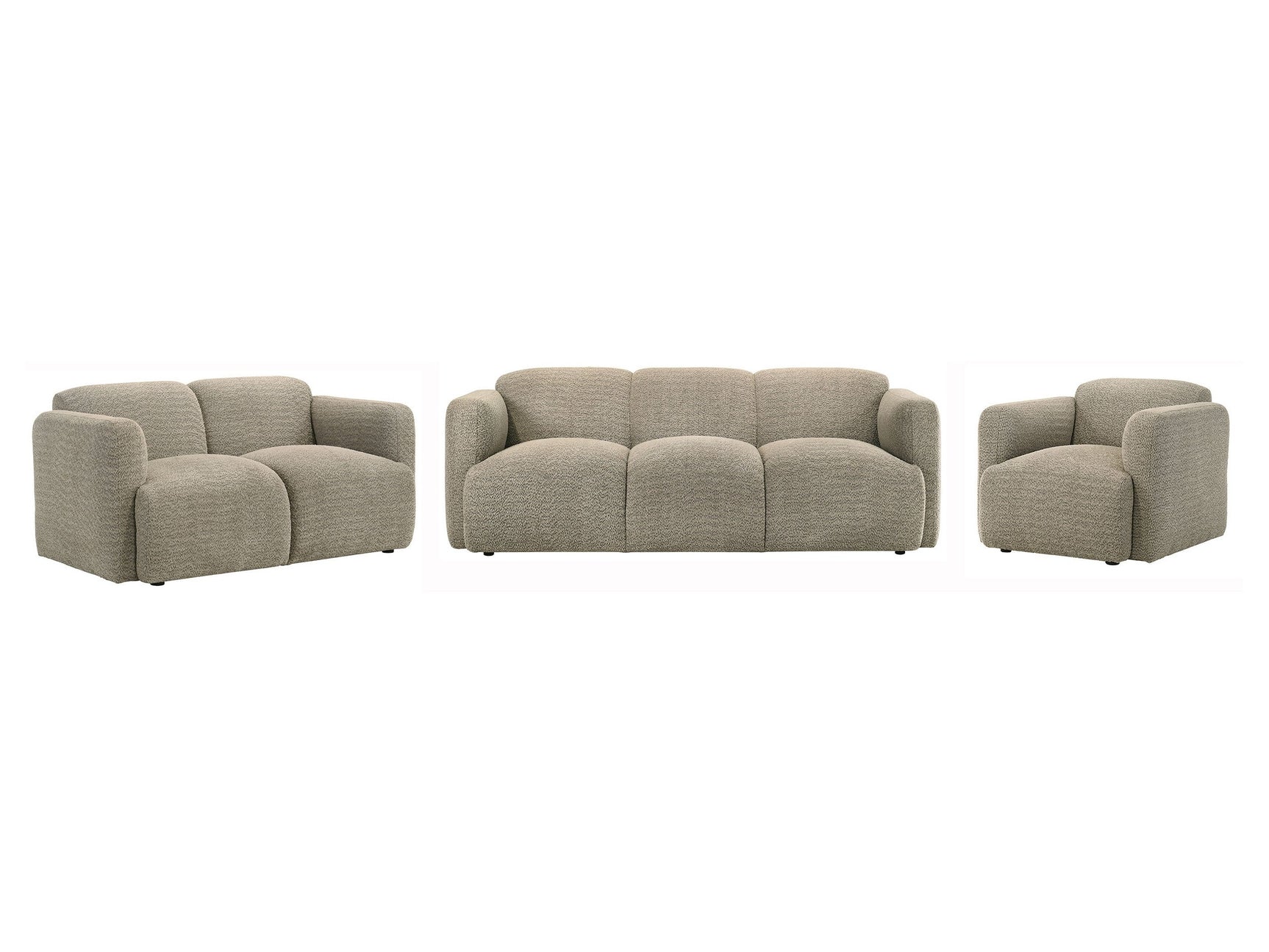 Dorset Brown 3-piece Upholstered Round Track Arm Sofa Set - Ornate Home