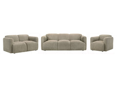 Dorset Brown 3-piece Upholstered Round Track Arm Sofa Set - Ornate Home
