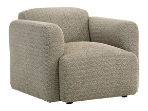 Dorset Brown Fabric Upholstered Round Track Arm Accent Chair - Ornate Home