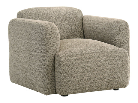 Dorset Brown Fabric Upholstered Round Track Arm Accent Chair - Ornate Home