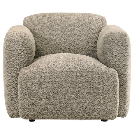 Dorset Brown Fabric Upholstered Round Track Arm Accent Chair - Ornate Home