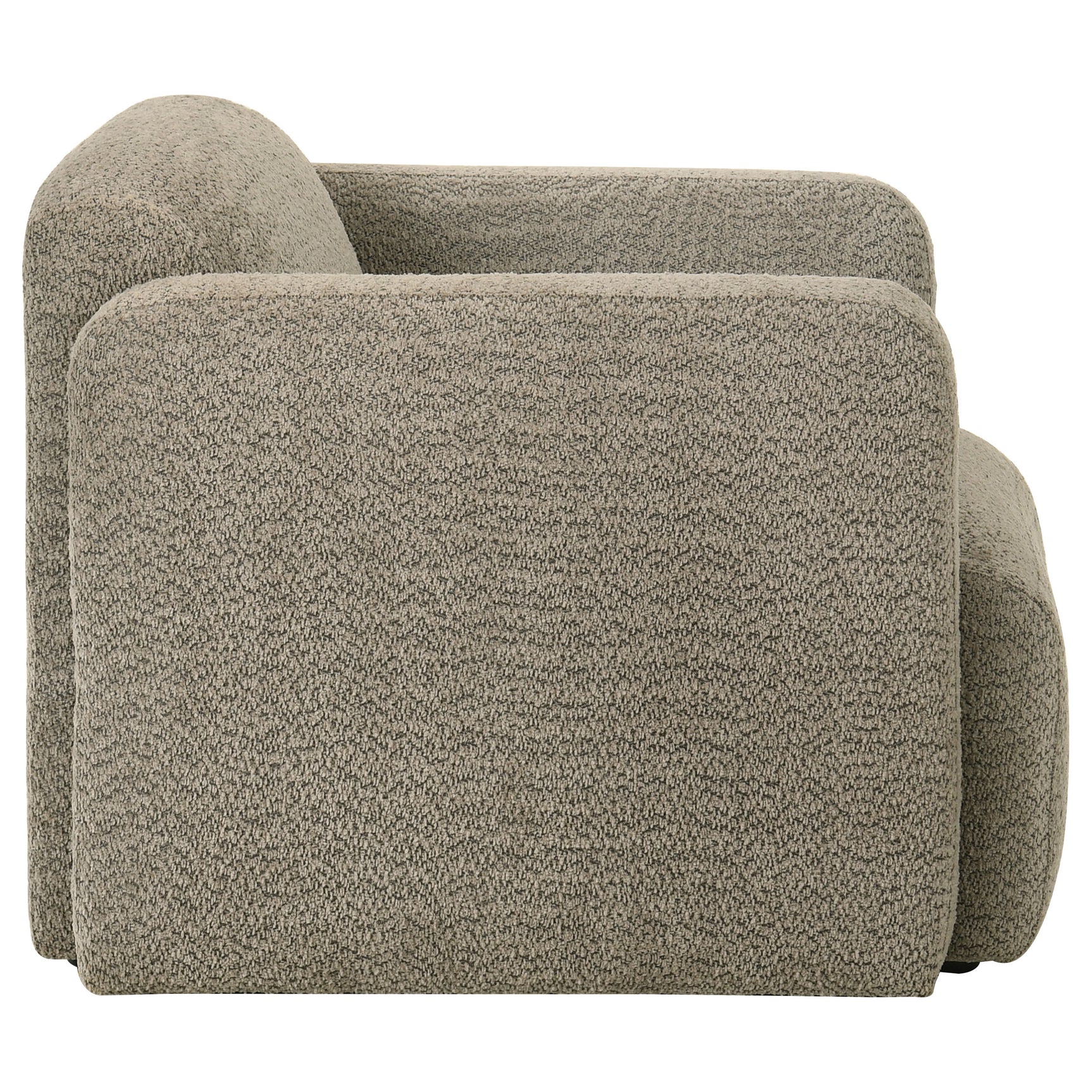 Dorset Brown Fabric Upholstered Round Track Arm Accent Chair - Ornate Home