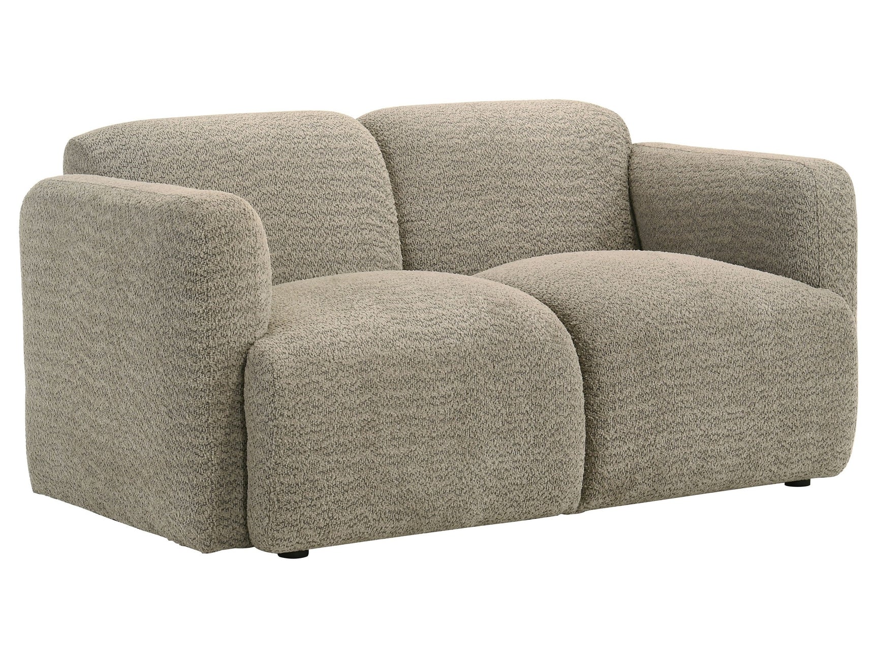 Dorset Brown Fabric Upholstered Round Track Arm Loveseat - Ornate Home