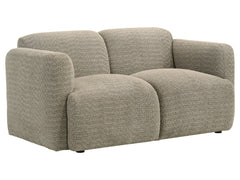 Dorset Brown Fabric Upholstered Round Track Arm Loveseat - Ornate Home