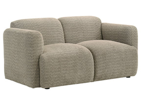 Dorset Brown Fabric Upholstered Round Track Arm Loveseat - Ornate Home