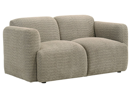 Dorset Brown Fabric Upholstered Round Track Arm Loveseat - Ornate Home