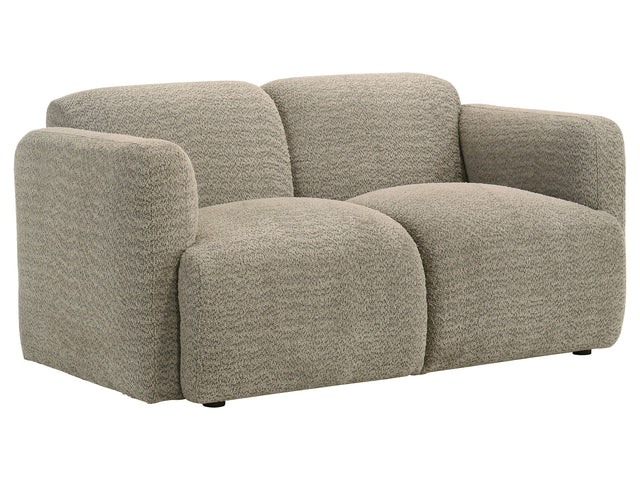 Dorset Brown Fabric Upholstered Round Track Arm Loveseat - Ornate Home