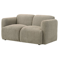 Dorset Brown Fabric Upholstered Round Track Arm Loveseat - Ornate Home