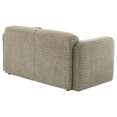 Dorset Brown Fabric Upholstered Round Track Arm Loveseat - Ornate Home